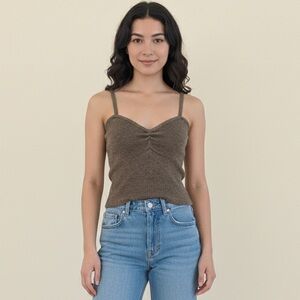 Astr Brown Knit Crop Top